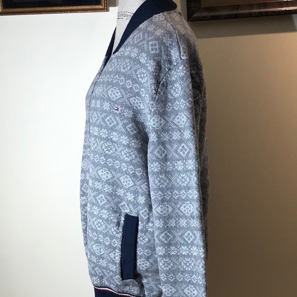 Tommy Hilfiger White & Gray Knit Zip Cardigan XL - Picture 8 of 13